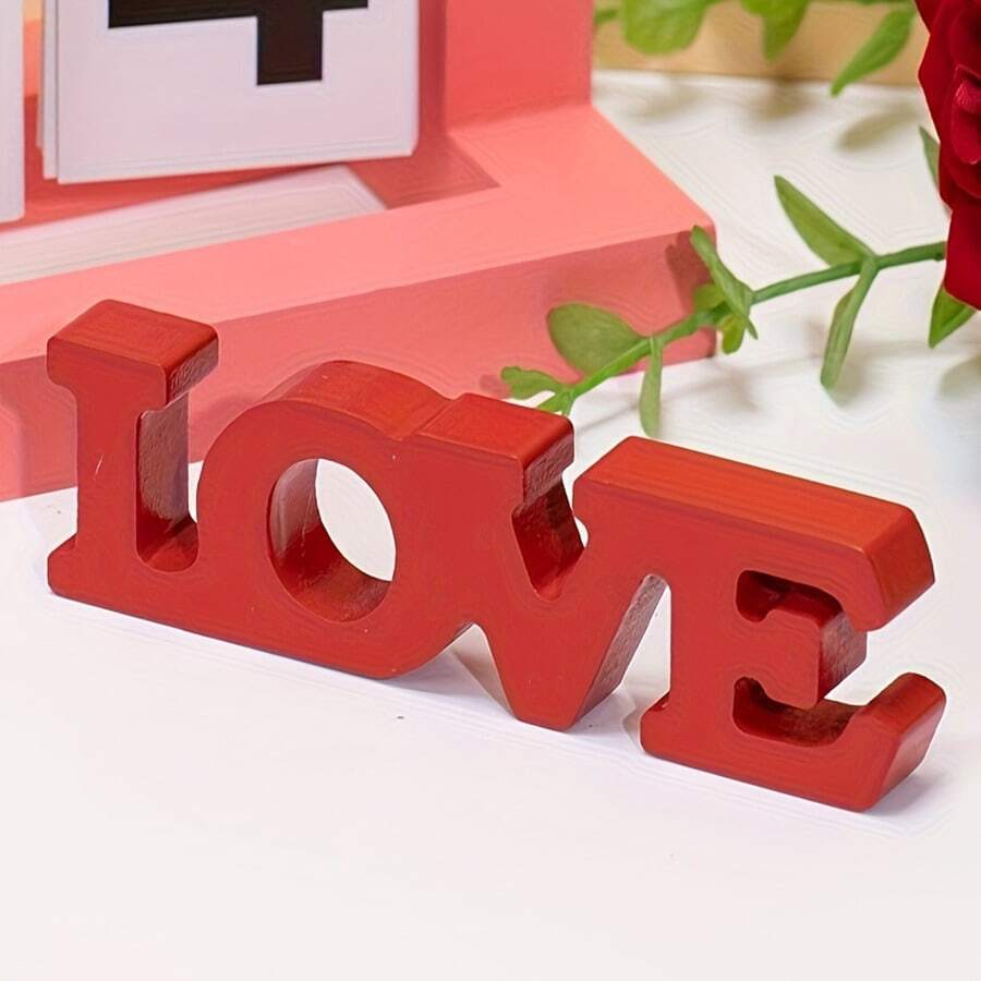 1pc Charming PVC "LOVE" Desktop Decor - Ideal For Valentine's Day And Weddings - Multicolor - View 1