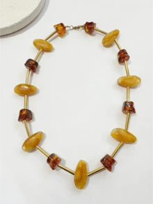 1pc Acrylic Beaded Long Necklace, Suitable For Women To Wear To Parties Or Daily