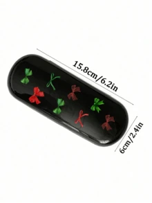 时尚印花眼镜盒 | 红粉蝴蝶结图案眼镜收纳盒 | 防水防污塑料太阳镜架 | 轻便耐用多功能收纳盒，可收纳眼镜、数据线、钥匙、笔和便签本 | 方便携带，适合购物、旅行、约会、工作、上学和宿舍 | 送给爱人、朋友、家人和老师的完美礼物 | 返校季、生日和节日的理想之选