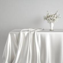 1pc 145*275cm White Satin Square Tablecloth, Solid Color Polyester Tablecloth, Wedding Party Supplies, Birthday Decoration, Home Decor, Perfectly Suitable For Country Weddings, Bridal Showers, Birthdays, Baby Showers, Indoor/Outdoor Events, Ceremonies, Kitchen, Gatherings, Etc. - White - View 5