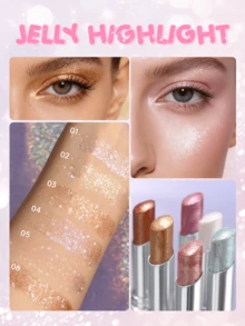 USHAS Eyeshadow & Highlighter Stick, 6 Colors Available, Fine Shimmer Highlighter, Jelly Texture, Smooth Application, Long-Lasting, Stick Design For Easy Carry And Use, Suitable For Daily, Festival, Party Makeup - #01 Frosted Pearl Gleam - View 4