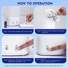 2升超声波空气加湿器，静音冷雾香薰机，360°旋转喷嘴，免提顶部加水，自动断电，适用于卧室及大空间 - 白色 - 查看 6