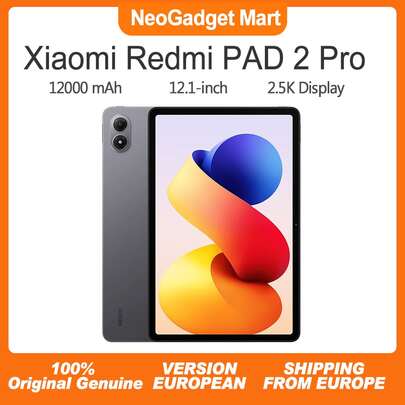 Xiaomi Redmi Pad 2 Pro, 6GB+128GB, WIFI 6, 12.1" Inch Tablet, Snapdragon® 7s Gen 4 Mobile Platform, 2.5K 120Hz Crystal-Clear Display, 12000 MAh, 33W Fast Charging, Graphite Gray, Version Europe