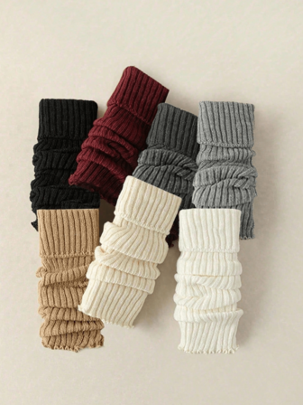 2/4 Pairs Women's Vertical Striped Warm Knitted Leg Warmers, Minimalist & Fashionable, Suitable For Autumn/Winter, No Metal Tag, No Card