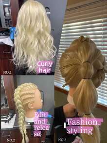 Mannequin Head With 80% Human Hair Straight 24"-26" Doll Head With Hair Cosmetology Mannequin Head Human Hair For Hairdresse - Multicolor - View 7