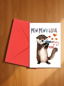 2pcs/Set Cute & Funny Otter Love Letter Cards, Birthday Cards, Invitation Cards With Envelopes, Suitable For Couples, Spouses, Valentine's Day, Anniversary, Christmas, Father's Day - Gift For Husband, Wife, Girlfriend, Boyfriend Or Anyone - Perfect For Romantic Occasions, Singles Party, Ball, Loved Ones - Ideal Choice For Couples
