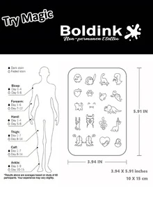 Boldink 1张可爱简约动物系列装饰性临时防水纹身贴纸，持久1-2周，植物和果汁灵感设计，是秋冬季身体装饰的理想之选，男女皆宜。