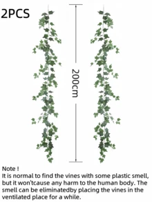 1/2 件 200 厘米人造常春藤藤蔓，适用于家居装饰、人造常春藤花环、仿真悬挂植物背景，可用于房间装饰、墙面装饰、卧室装饰、婚礼装饰、餐桌装饰、派对和节日装饰、生日装饰、花园装饰、室内外装饰、春夏装饰、DIY装饰、情人节装饰 - 墨綠色 - 查看 7