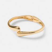 1pc Fashionable Exaggerated Water Drop Streamlined Metal Bracelet, Glossy Surface, Flexible Spring, Open Bangle - Gold - View 1