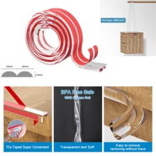 Baby Proofing, 0.4in Edge Protector Strip Clear, Thickened Silicone Soft Corner Protectors With Upgraded Pre-Taped Strong Adhesive, Edge Protectors For Sharp Corners Of Cabinets, Tables, Drawers - White - View 2