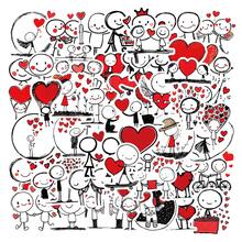 A Set Of 50 Fun Heart - Themed Stickers, Featuring Matte Finish And Simple Stick - Figure Designs With Heart Elements. These Adorable Heart - Shaped Stickers Radiate A Cheerful Atmosphere, Highlighted By Whimsical Heart Patterns And Colorful Clover Motifs. They Are Perfect For Decorating Laptops, Mobile Phones, Guitars, Water Bottles, Cars, Tablets, Suitcases And Musical Instruments - An Ideal Choice As Party Favors. - Multicolor - View 12