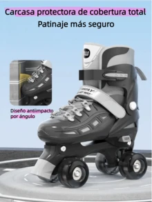 ¡Patines Clásicos de 4 Ruedas! Ajustables para Niños y Adultos con Ruedas Brillantes - Ideal para Principiantes, Estilo y Diversión - Rosa - Ver 2