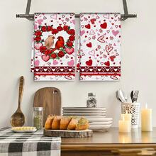 2/4/48片装厨房抹布，情人节爱心玫瑰卡车图案涤纶抹布，柔软吸水，适合日常厨房清洁，也可作为婚礼或节日装饰，增添浪漫氛围，厨房装饰毛巾，情人节，婚礼装饰 - 彩色 - 查看 5