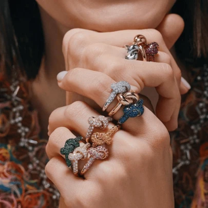 VKHK 1pc Glamorous Rhinestone Decor Knotted Ring, Suitable For Women's Daily And Wedding Wear, Valentine's Day Gift