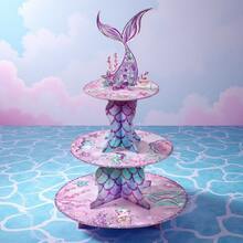 Mermaid Cupcake Stand, Birthday Party Decorations Supplies Favor Under The Sea Theme Cupcake Tower Holder For Girls Kids - Mermaid - View 8