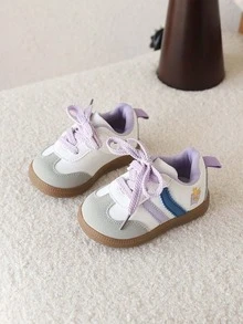 1 Pair Girls' Casual Canvas Sneakers, Spring/Autumn New Fashion Sports Shoes, Little White Shoes - Purple - View 5