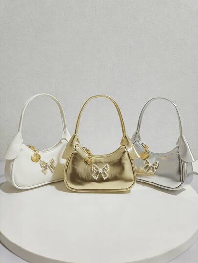 Bolso de mano con lazo de perlas para niñas, nueva bolsa de otoño/invierno, bolsa pequeña de moda para niñas pequeñas, bolso de princesa, monedero de niña, mini bolso, bolso de tote súper lindo, regalo de Navidad, regalo de cumpleaños, bolsa de caramelos, bolsa de lápiz labial, bolso pequeño personalizado, bolsa de aperitivos para compras, bolsa de accesorios, bolso, bolso de pasarela