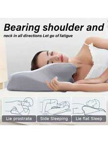 1 PCS White New Ergonomic Neck Pillow , Breathable Cervical Support With Relax Design For Back & Side Sleepers, Ideal, Sleep Comfort Enhancer, Modern Pillow Design, Perfect Gift - trắng - Xem 2