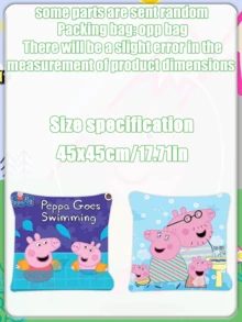 Conjunto de Almofada de Pelúcia com Tema de Desenho Animado Peppa Pig e George como Presente de Aniversário - Multicolorido - Visão 3