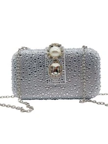 2026新款双面镶钻珍珠手拿包婚礼晚宴包女士派对钱包生日礼物 - 彩色 - 查看 4