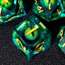 7pcs Sharp Edge Resin Handmade Cat's Eye D&D Dice Set, For Roleplaying Games Like - Multicolor - View 7