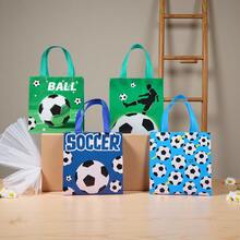 25PCS Football-Themed Party Tote Bag Packs With Handles - 4 Uniquely Designed Gift Packaging Bags, 9"X8.6"X4.3", Non-Woven Fabric Gift Bags, Shopping Bags, Suitable For Sports Party Decorations - Multicolor - View 2