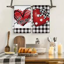 2/4/48 Stück Valentinstag Küchen Geschirrtücher, Polyester Geschirrtücher mit Herz Muster Design, saugfähig und weich, geeignet für tägliche Küchen Reinigung, können auch als Feiertags Dekoration verwendet werden um eine romantische Atmosphäre zu schaffen, praktisch und dekorativ, Küchentücher, Valentinstag & Hochzeitsdekoration - Verschiedenfarbig - Übersicht 21