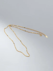 S925 Silver Plated Gold Minimalist Necklace, Shimmering Luxurious Layering Clavicle Chain, Comes With Elegant Gift Box