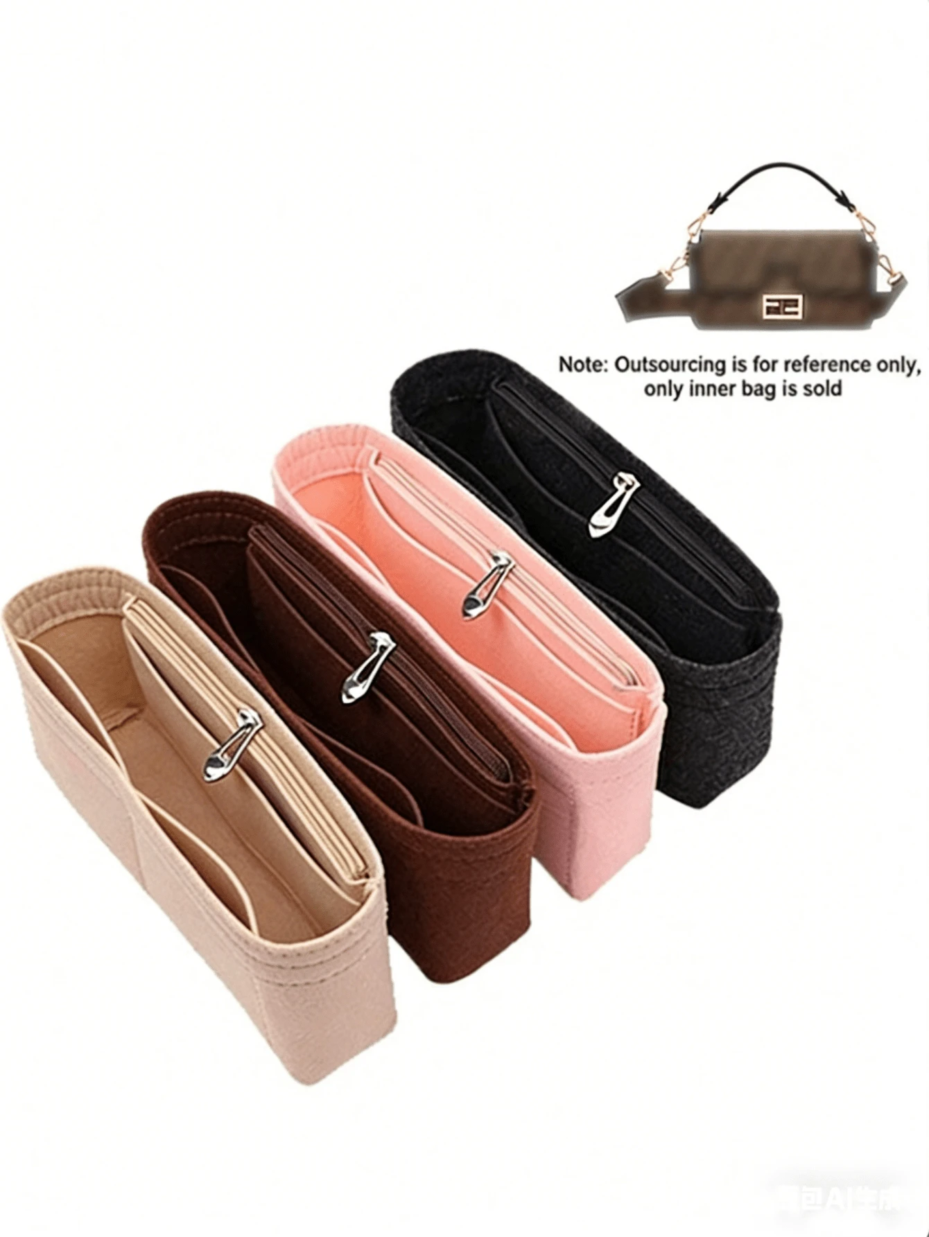 中号极简主义毛毡内衬钱包/手提包/化妆品收纳包 - 彩色 - 查看 1