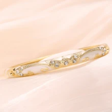 1pc Enamel Drip Oil Luxury Palace Style Hinged Bangle Bracelet, Convenient To Wear, Suitable As Birthday, Valentine's Day, New Year Gift, Party Or Holiday Wear - Thin Crown Bracelet - View 5