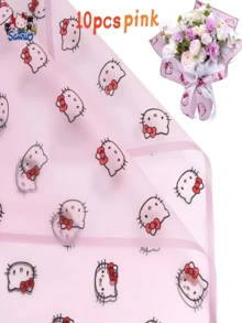 SANRIO 1张/10张/20张 Holly Kitty 魔边哑光纸,小猫花卉包装纸,猫头花卉防水包装材料,适用于情人节、生日、返校季、母亲节、派对、礼物、聚会、花束包装、礼品包装、家居装饰、派对装饰、婚礼、玫瑰、鲜花、墙面装饰、花束、房间装饰、春季装饰 - 彩色 - 查看 14