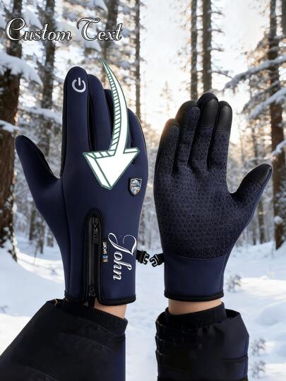 1 đôi găng tay mùa đông ấm áp unisex tùy chỉnh, cảm ứng màn hình, lớp đệm dày, chống gió, thích hợp cho đạp xe ngoài trời, chạy bộ, trượt tuyết, các môn thể thao như bóng đá, bóng bầu dục Mỹ, xe đạp leo núi, lý tưởng làm quà tặng năm mới, găng tay trượt tuyết.