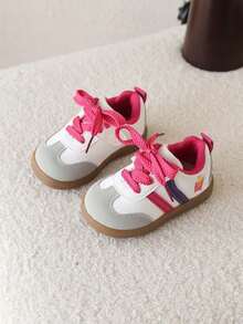 1双女童休闲帆布鞋，春秋新款时尚运动鞋，小白鞋 - 玫紅色 - 查看 4