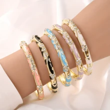 1pc Enamel Drip Oil Luxury Palace Style Hinged Bangle Bracelet, Convenient To Wear, Suitable As Birthday, Valentine's Day, New Year Gift, Party Or Holiday Wear - Thin Crown Bracelet - View 1