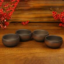 1 Set Purple Clay Teapot Set, Handmade Purple Clay Teaware, Home & Travel Tea Set, Includes 1 Teapot And 4 Guest Tea Cups, Unique Chinese Style Teaware, Suitable For Home Use, Guests, And Gifting - Multicolor - View 4