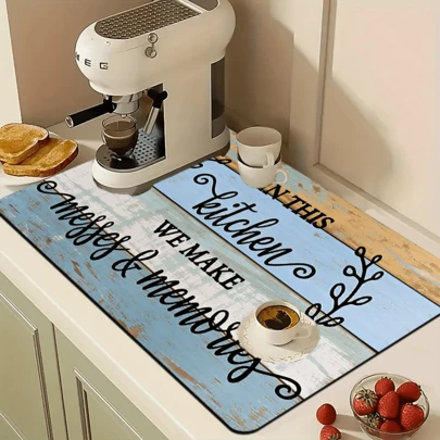 1/10pcs Classic Modern Style Dish Drying Mat With Elegant Kitchen Quote Design Featuring Rustic Wooden Background And Black Cursive Text Perfect For Countertops Coffee Shops Bars Spring Decor Home Kitchen Coffee Theme Decoration As A Thoughtful Gift For Family Members Includes Dish Drying Mat Coffee Maker Mat Water Absorbent Pad Home Decor Modern Style Decor