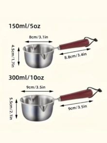 2件套不锈钢滴油锅，黄油、巧克力、奶酪融化锅，迷你煎锅，可用于制作婴儿辅食，厨房必备工具 - 彩色 - 查看 4