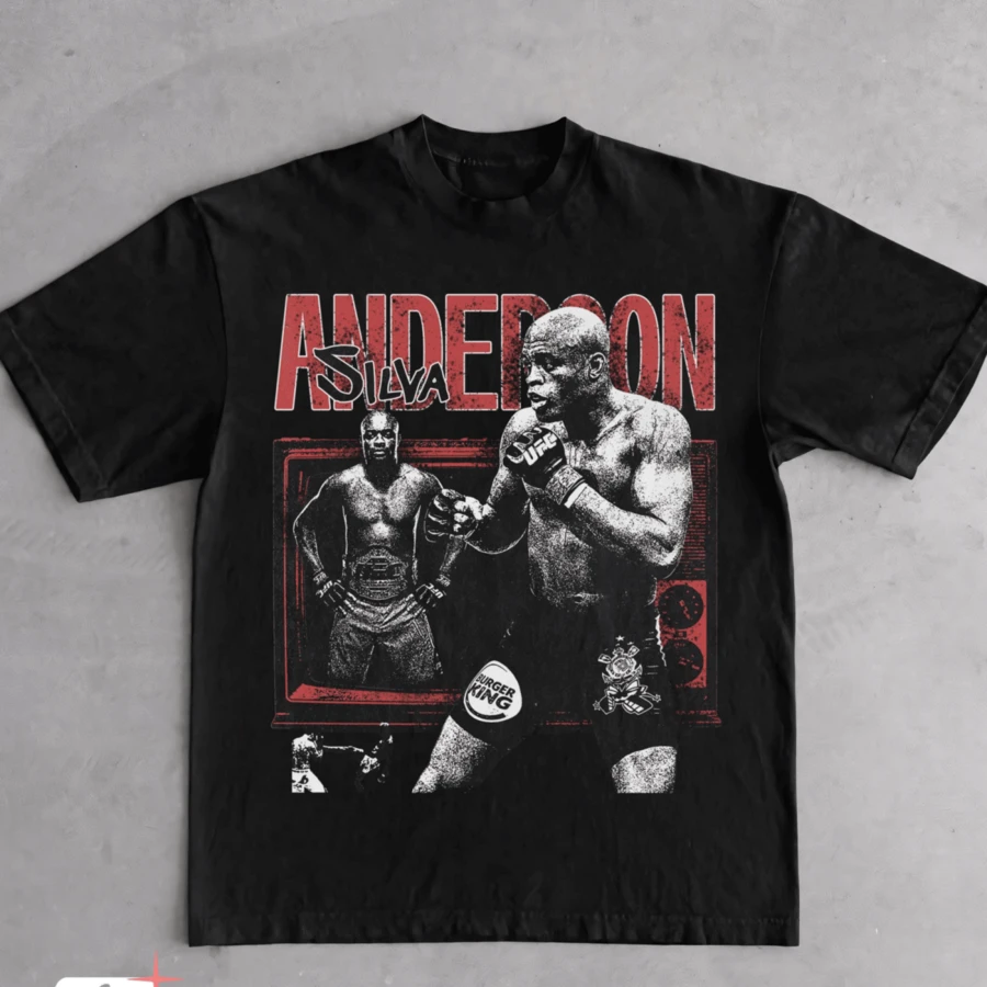 Anderson Silva Fan T-Shirt Vintage Bootleg Shirt Mix Martial Arts Tee - 黑色 - 查看 1