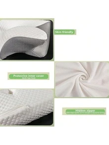 1 PCS White New Ergonomic Neck Pillow , Breathable Cervical Support With Relax Design For Back & Side Sleepers, Ideal, Sleep Comfort Enhancer, Modern Pillow Design, Perfect Gift - trắng - Xem 10