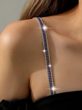 2件装水钻肩链肩带，女士款 - 优雅性感身体链文胸配饰