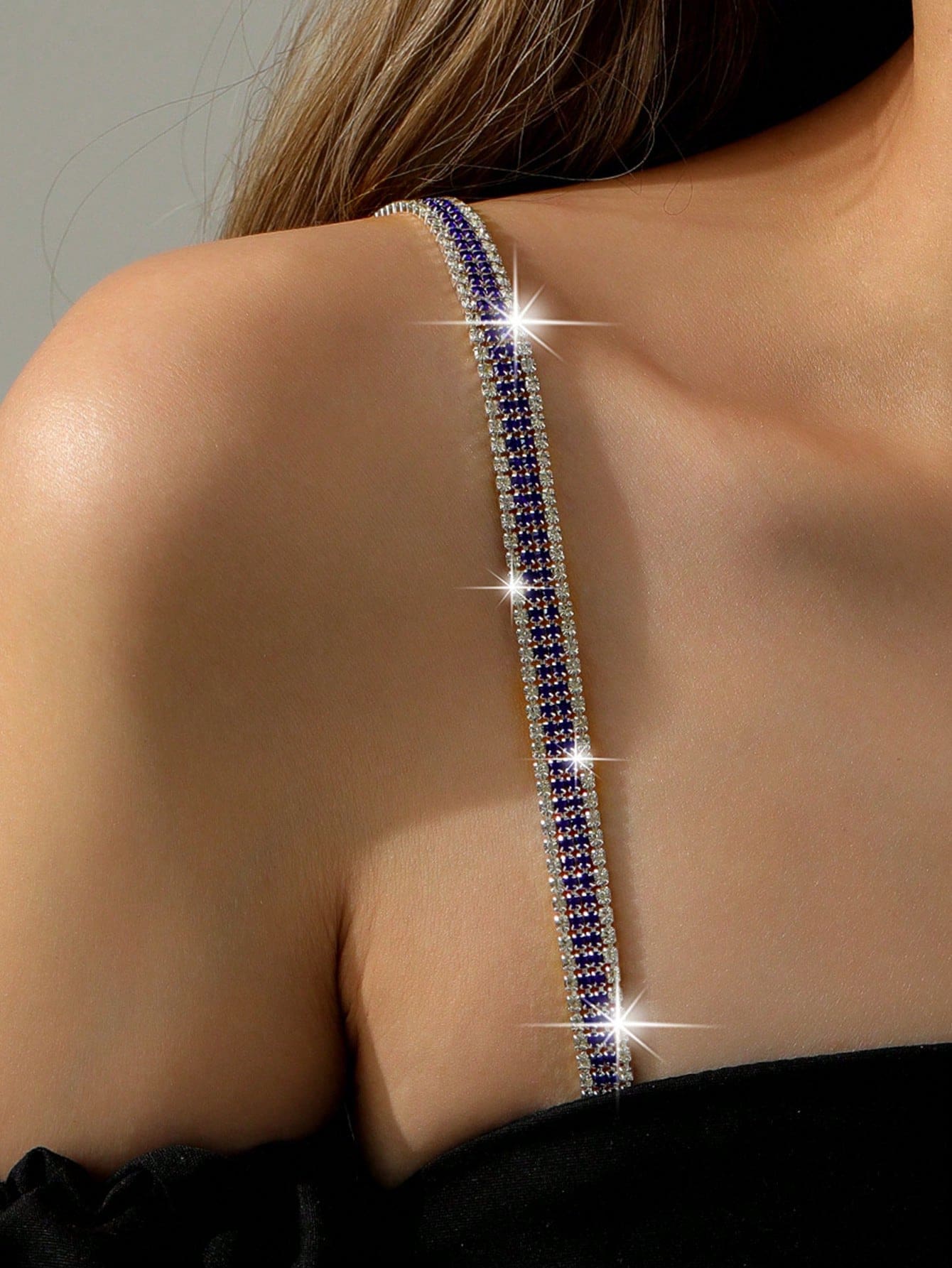 2pcs Rhinestone Shoulder Chain Straps For Women - Elegant Sexy Body Chain Bra Accessories - Multicolor - View 1