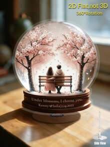 2D Flat, Rotating Acrylic Snow Globe Wedding/Valentine's Decoration, Acrylic Globe With Couple Figurine- Quiet Rotating Winter Scene Night Sky, Elegant Village Ornament For Home/Office Desk, Twinkling Snow Globe Decorations For Holiday Tabletop Display ( & S), Lightweight Holiday Plaque For Year-Round Decorative Sign, 2D Flat, Ideal Gift For Home Decoration, Valentine's Day, Easter, Halloween, Graduation Ceremonies, And Home Decor - Multicolor - View 12