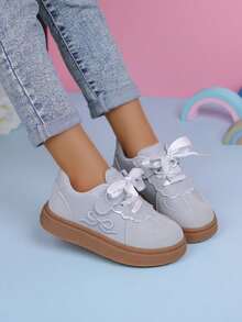 1双女童帆布运动鞋，新款春夏儿童运动鞋，软底跑步鞋 - 灰色 - 查看 4