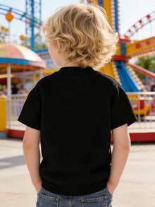 Disney 'Toy Story' Judy And Buzz Lightyear Patterned Crew Neck Summer T-Shirt, Suitable For Boys And Girls To Wear For Holiday Parties, Dinners, Outdoor Play, Traveling, And As A Gift For Children Visiting Disneyland. - màu đen - Xem 2