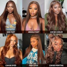 Uveous 28 Inch Brown Lace Front Wigs Human Hair Pre Plucked 13x4 Straight Lace Front Wigs Human Hair 200% Density Colored #4 Light Brown Glueless Wig HD Lace Frontal Wigs For Women - S4 - 查看 10
