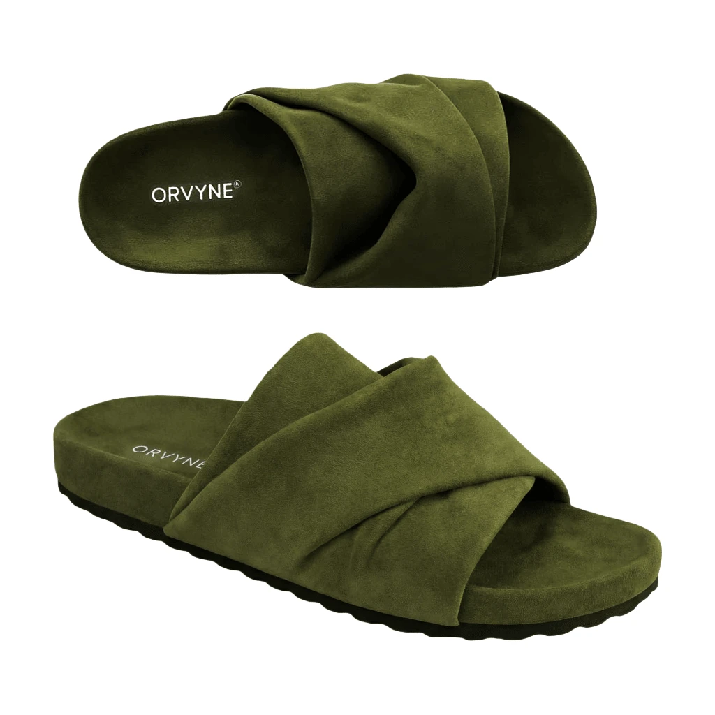 ORVYNE Color-Shift Suede Slides Winter Cozy Anti-Slip Slippers In Olive Green For Comfortable Indoor Wear Women's Walking Shoes Lightweight & Cozy Fit - 青檸色 - 查看 1