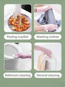 20pcs Reusable Nitrile Gloves, Thick & Durable Washable Cleaning Gloves, Latex-Free, Powder-Free, Non-Slip Long Cuff Gloves, Suitable For Kitchen Dishwashing, Household Cleaning And Food Preparation - Multicolor - View 2