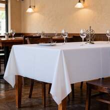 1pc White Wrinkle-Resistant Polyester Tablecloth - Suitable For Halloween, Christmas, Birthday Party Decoration, Outdoor Picnic, Wedding, Camping, Kitchen - White - View 11