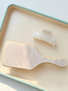 2件套水钻发饰套装，个性化名字爪夹、发梳，女士时尚亚克力闪光名字定制大理石纹发梳发夹套装，独特新娘伴娘礼物，情人节礼物，女士发饰