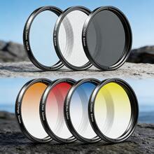 APEXEL 7-In-1 Smartphone Filter Lens Kit, Professional 52mm Gradient Red, Yellow, Blue, And Orange Filters, ND32 Filter + Star Filter + CPL Filter, Gradient Smartphone Camera Filter Lens Compatible With Almost All Smartphones.